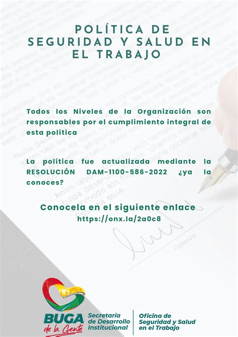 Intranet Alcaldia De Buga Pol Tica Seguridad Y Salud En El Trabajo