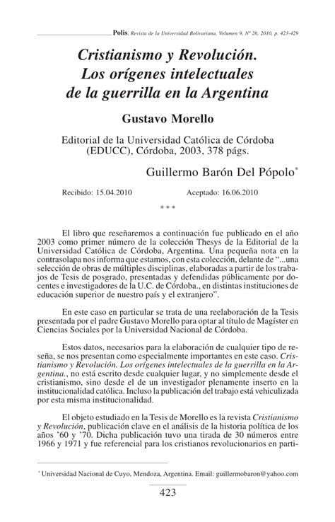 Pdf Rese A De Cristianismo Y Revoluci N Los Or Genes Intelectuales