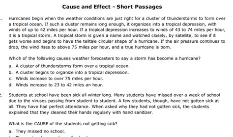 Cause And Effect Short Passages Worksheet Reading Comprehension Worksheets Reading