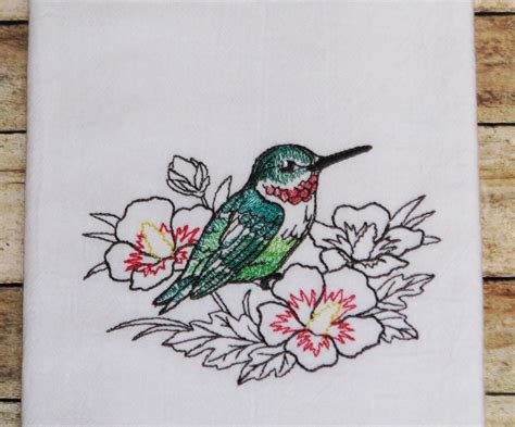 Hummingbird Flour Sack Farmhouse Kitchen Tea Dish Towel Gift Idea