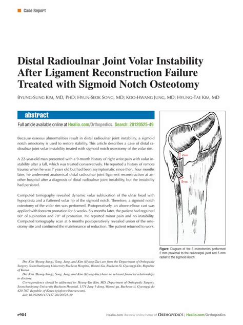 Pdf Distal Radioulnar Joint Volar Instability After Ligament M