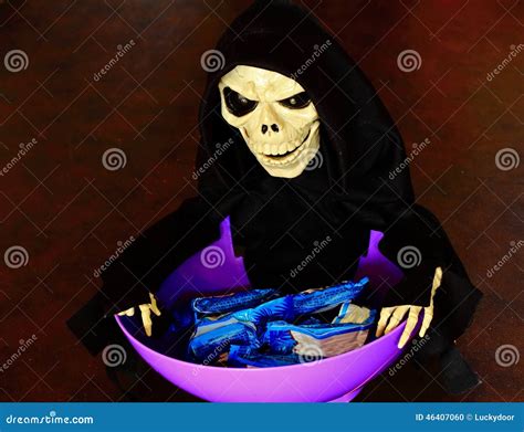 Halloween Trick Treat Candy Bowl Stock Photo - Image of ghost, horror ...