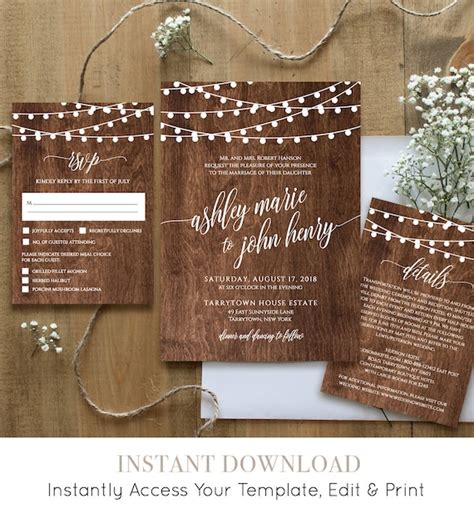 Rustic Wedding Invitation Templates