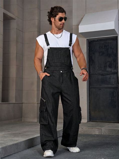 Manfinity Legnd Men S Plain Simple Daily Denim Overalls Overol