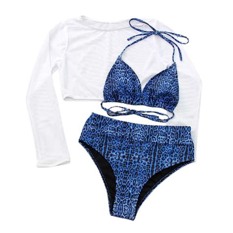 SWSMCLT Women S High Waisted Triangle Bikini Set Swimsuit Mesh Beach Coverup Crop Top Padded