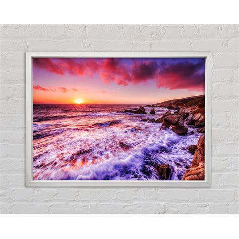 Haus Am Meer Gerahmtes Leinwandbild Pink Ocean Waves Wayfair De