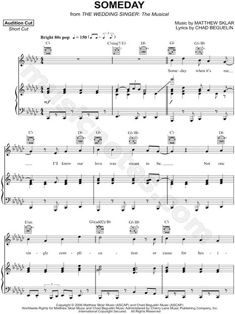 Someday From The Wedding Singer Musical Sheet Music In Gb Major Transposable Download