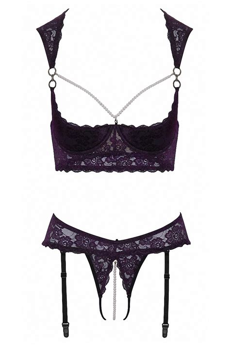 Ensemble lingerie ouverte violet Cotelli Lingerie Liberté Sensuelle