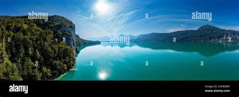 Austria Salzburg Drone Panorama Of Lake Wolfgang Stock Photo Alamy