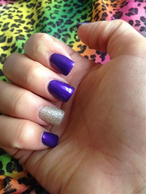 84 Acrylic Purple Nails With Glitter On Ring Finger Ordinaryrafly