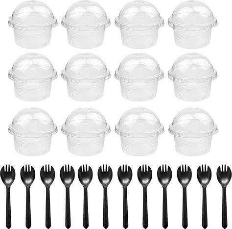 50 Pack 8 Oz Clear Plastic Dessert Cup With Dome Lids