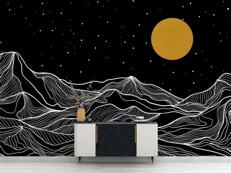 Black And White Mountains And Sky Wallpaper