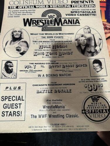 11x14 Poster Wwf Wwe Wrestlemania 2 Match Card Hulk Hogan King Kong