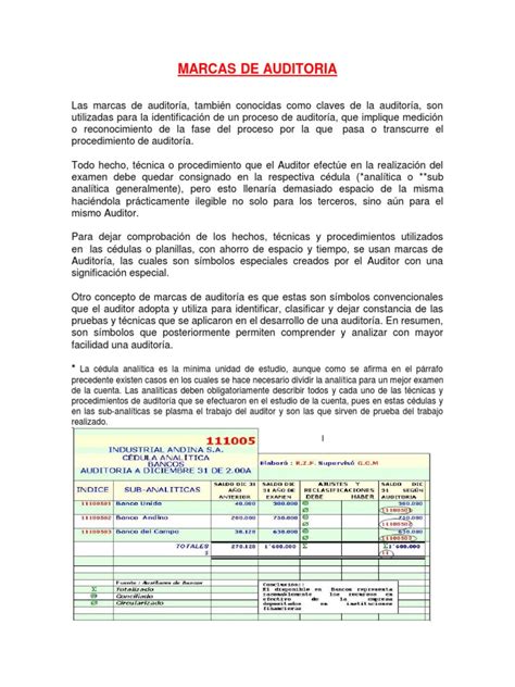 Marcas De Auditoria Pdf Auditoría Contralor