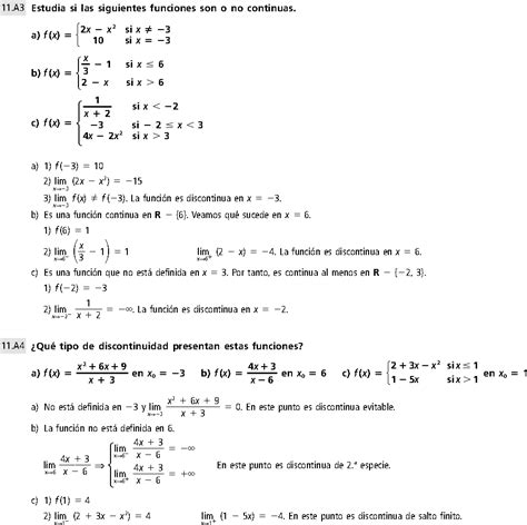 Limites De Funciones Continuidad Ejercicios Resueltos De Secundaria