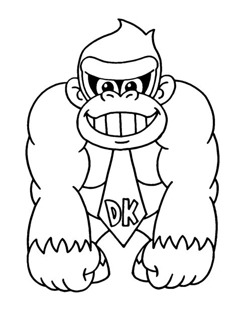 Cute Donkey Kong Coloring Page - Free Printable Coloring Pages