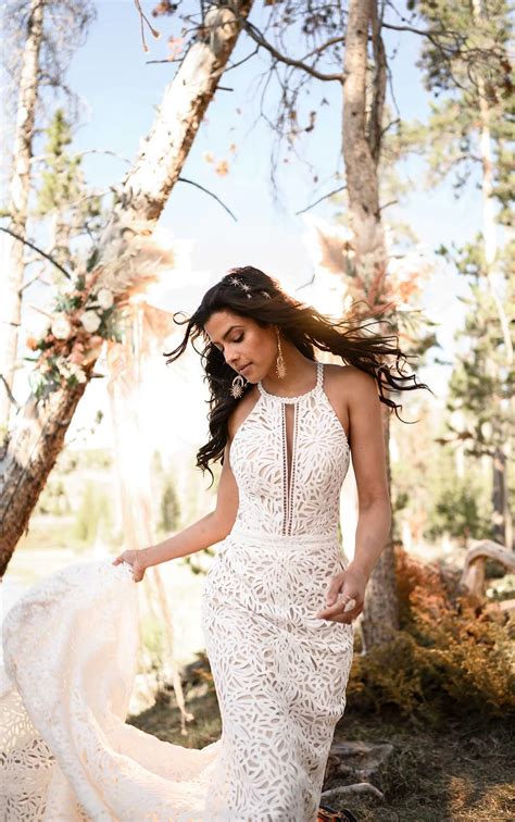 Vintage Boho Wedding Dress With High Halter Neckline All Who Wander