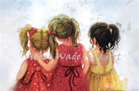 Three Sisters Art Print Three Girls Art Brunette Girls Wall Etsy