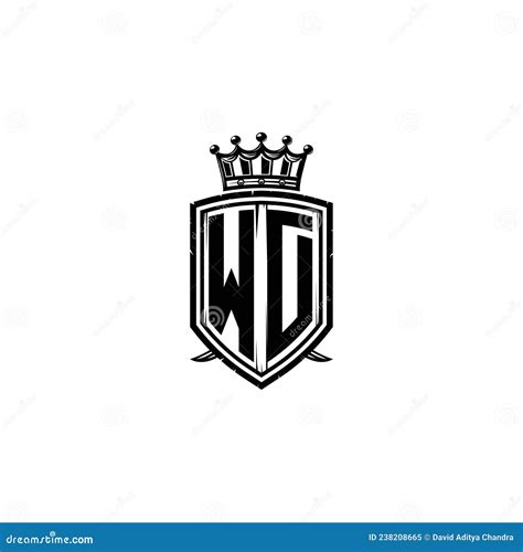 Wd Logo Monogram Shield Crown Luxury Design Stock Vector Illustration