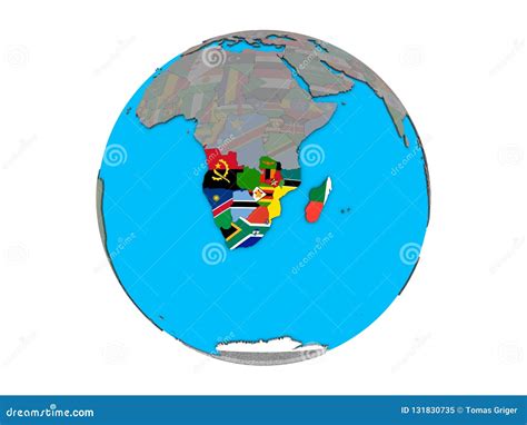 Frica Meridional As Bandeiras No Globo Isolado Ilustra O Stock