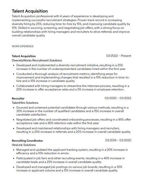 Talent Acquisition Resume Examples With Guidance