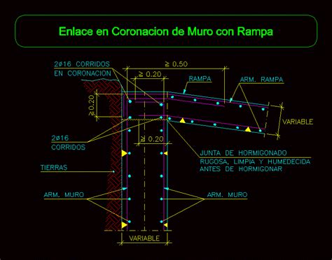 Detalle De Muro De Contencion En Dwg Librería Cad