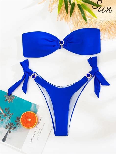 Royal Blue Bandeau Bikini Blue Strapless Bikini Etsy UK