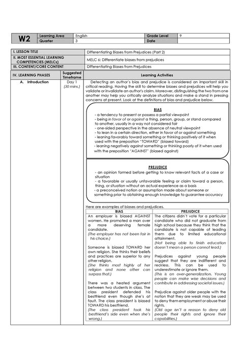 Leap English 9 Week 2 Leap W Learning Area English Grade Level 9 Quarter 3 Date I Lesson