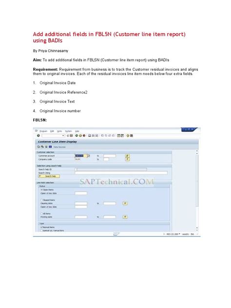 PDF Add Additional Fields In FBL5N With BADI ENHANCEMENT DOKUMEN TIPS