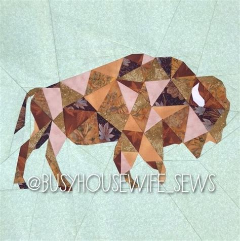 Geometric Bison Foundation Paper Pieced Quilt Pattern Block From The