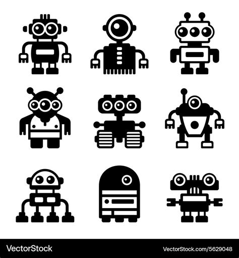 Robot Icon Set Royalty Free Vector Image Vectorstock