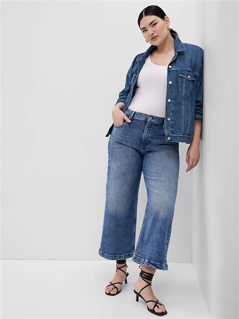 High Rise Stride Wide Leg Ankle Jeans Gap