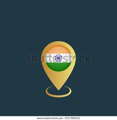 Gold Map Pin India Circle Flag Stock Vector Royalty Free 1417282652