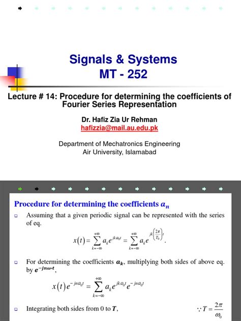 Lecture-14 Fourier Series Coefficient (Derivation) | PDF | Fourier ...