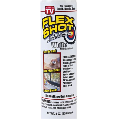 Flex Shot White Oz Thick Rubber Adhesive Sealant Caulk Bond Seal Buy