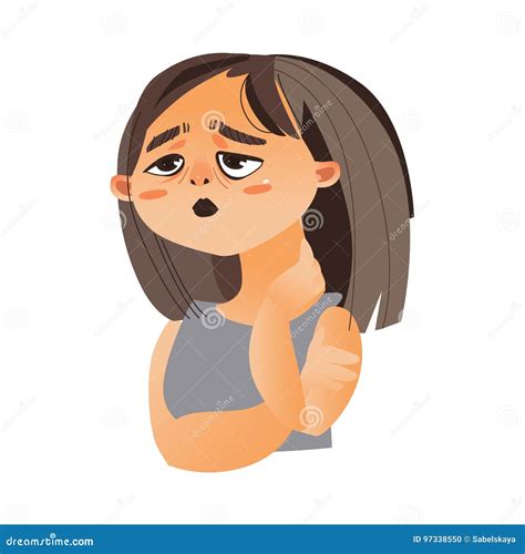 Woman Feeling Fatigue, Cartoon Vector Illustration Stock Vector ...