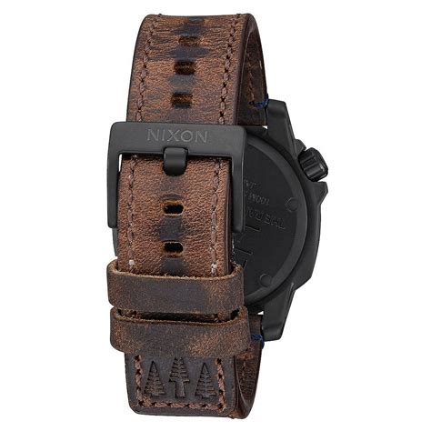 Купить кварцевые часы Nixon Ranger 40 Leather All Black Brass Brown в интернет магазине