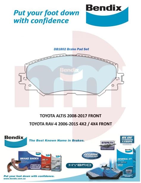 BENDIX GCT Brake Pads For TOYOTA ALTIS 2008 2017 TOYOTA RAV4 2006