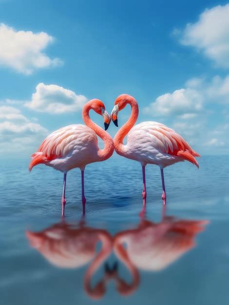 Premium AI Image Photo Of Two Flamingos Standing Next To Each Other