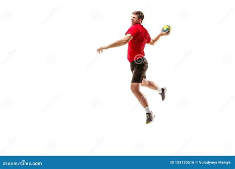 El Un Hombre Joven Cauc Sico Como Jugador Del Balonmano En El Estudio