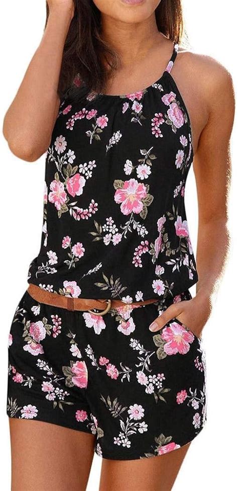 Ladies Short Playsuit Women Playsuit Floral Printed Classic Overal One