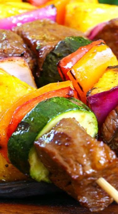 Grilled Hawaiian Beef Kabobs Beef Kabobs Beef Kabob Recipes Best Beef Recipes