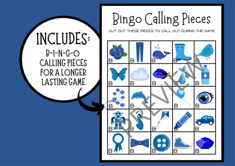 Blue Bingo Color Blue Bingo Colors Bingo Learning Colors - Etsy