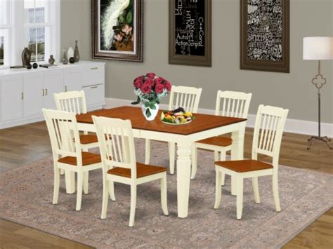 East West Furniture Weston Piece Wood Dining Table Set In Buttermilk