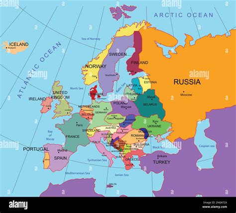 Political Map Of Western Europe Color Illustration Stock Photo Alamy