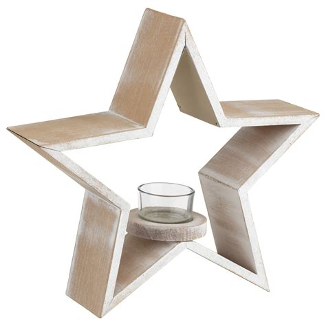 Wooden Star Tealight Holder Candles Tware Bandm