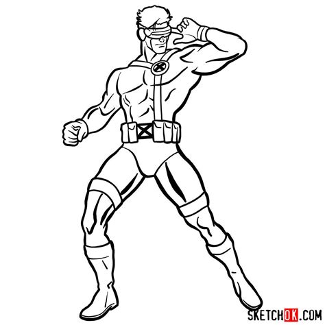 How to draw Cyclops from X-Men - SketchOk - step-by-step drawing tutorials | Sketches, Black and ...