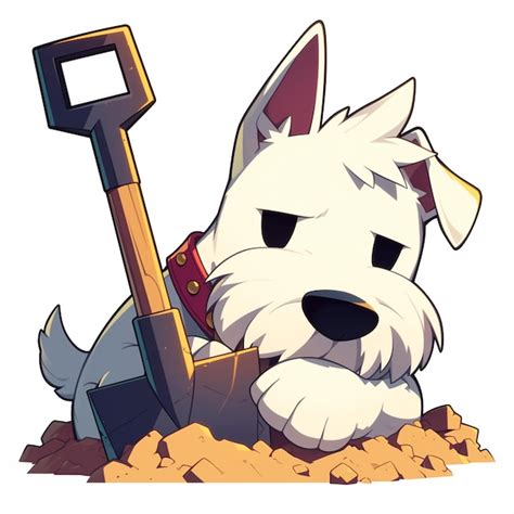 Sealyham Terrier Digging For Buried Treasure Premium Ai Generated Vector