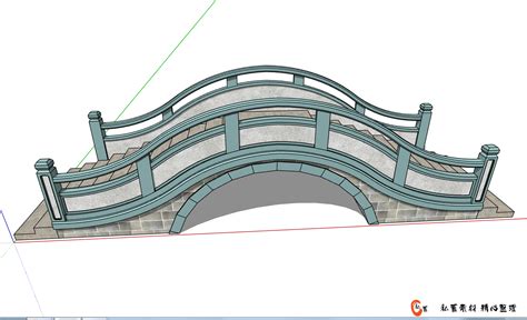 小型景区通行石拱桥su模型桥梁土木在线