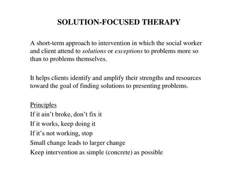 Ppt Solution Focused Therapy Powerpoint Presentation Free Download